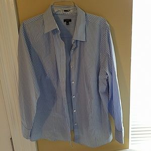 TALBOTS SKY BLUE WHITE STRIPED BLOUSE